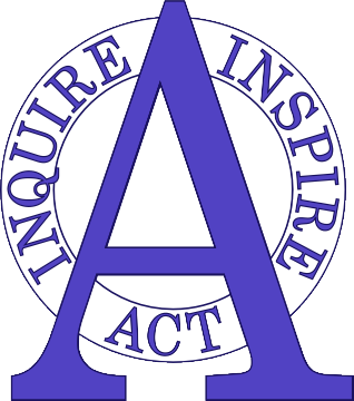 A large purple A logo with the words "Inquire, Inspire, Act" around it.