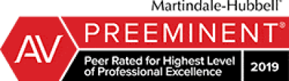 Martindale-Hubbell AV Preeminent 2019 Peer Rated for Highest Level of Professional Excellence.